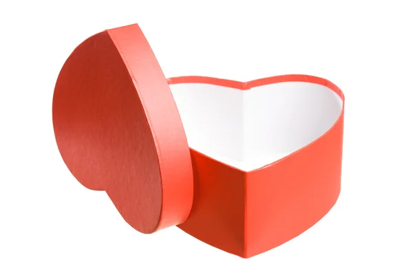 Красная коробка в форме сердца . — стоковое фото