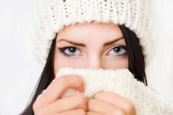 Shy winter fashion beauty. Stock Picture