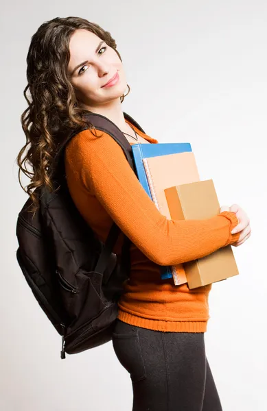 Chica joven estudiante morena . — Foto de Stock