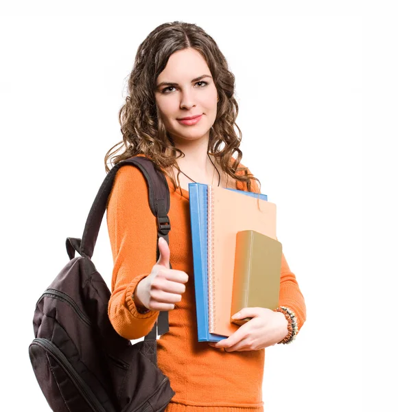 Smiling friendly young female student. Stock Photo