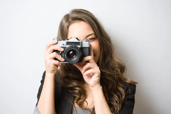 Carino giovane fotografo . — Foto Stock