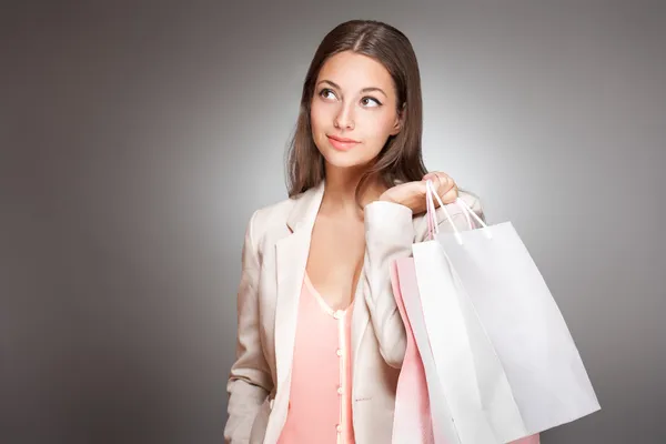 Gorgeous fashionable young shopper. — Stock Photo, Image