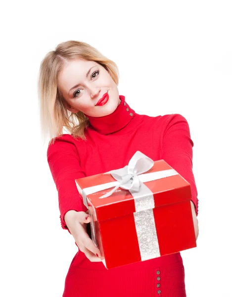 Red gift box cutie. — Stock Photo, Image