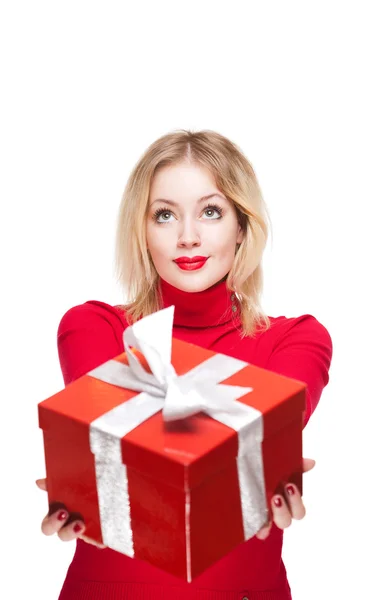 Red gift box cutie. — Stock Photo, Image