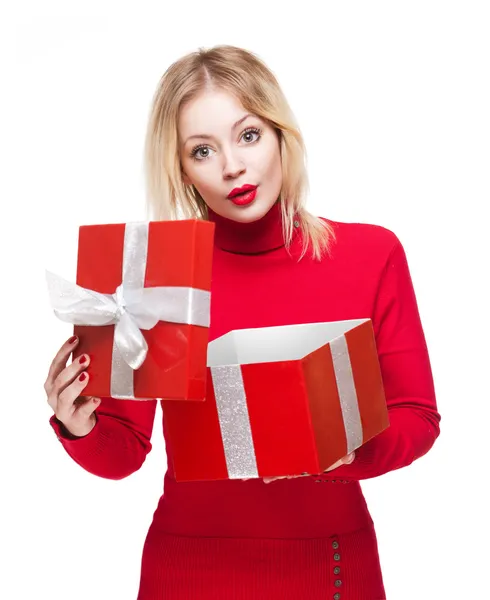 Red gift box cutie. — Stock Photo, Image