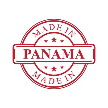 Beyaz arkaplanda kırmızı renk amblemi olan Panama etiket simgesi. Vektör kalite amblem tasarımı ögesi. Vektör illüstrasyon EPS.8 EPS.10