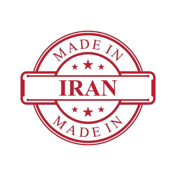 Made Iran Label Icon Red Color Emblem White Background Vector — Stock Vector