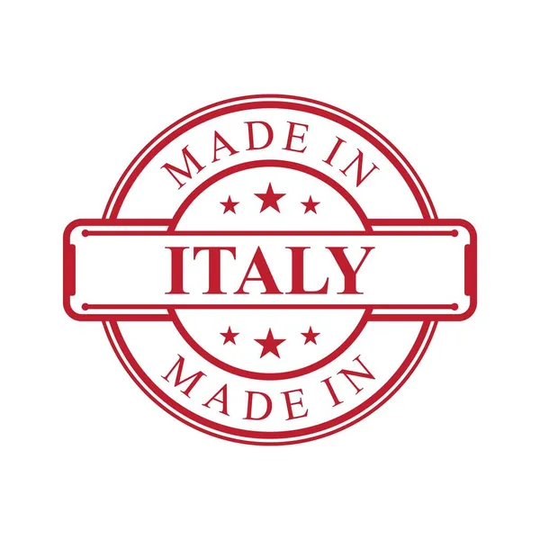 Feito Itália Ícone Etiqueta Com Emblema Cor Vermelha Fundo Branco — Vetor de Stock