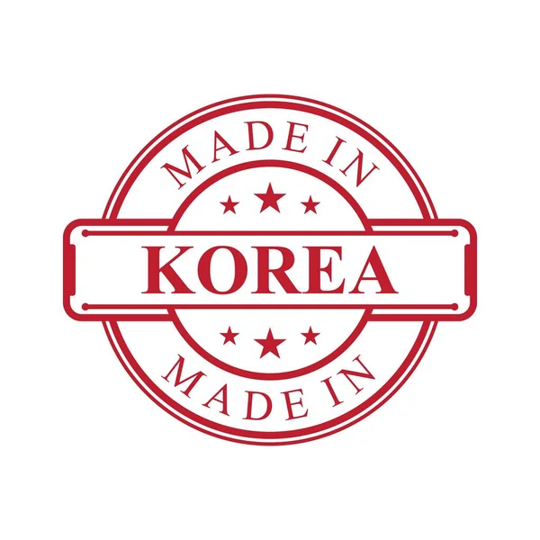 Vyrobeno Koreji Štítek Ikona Červeným Znakem Barvy Bílém Pozadí Prvek — Stockový vektor