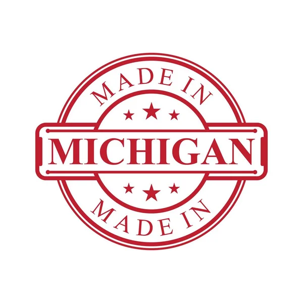 Feito Ícone Rótulo Michigan Com Emblema Cor Vermelha Fundo Branco — Vetor de Stock