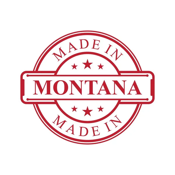 Feito Montana Rótulo Ícone Com Emblema Cor Vermelha Fundo Branco — Vetor de Stock