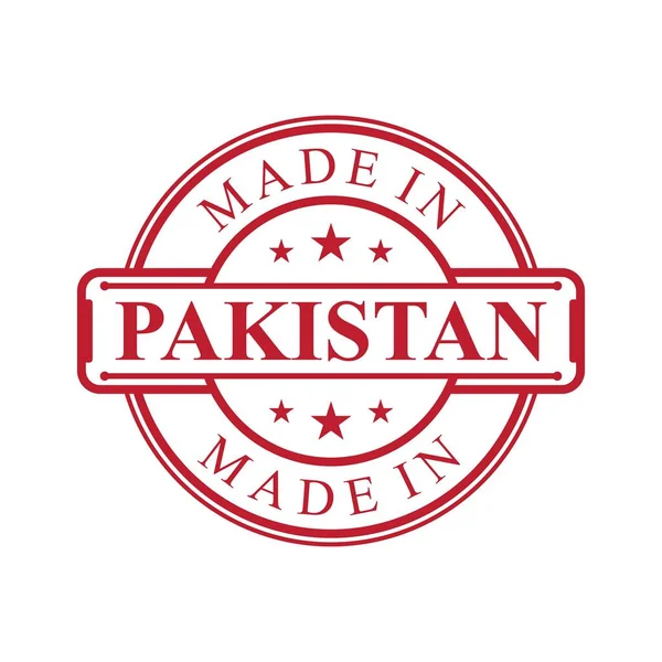 Κατασκευασμένο Στο Πακιστάν Ετικέτα Εικονίδιο Κόκκινο Χρώμα Έμβλημα Στο Λευκό — Διανυσματικό Αρχείο