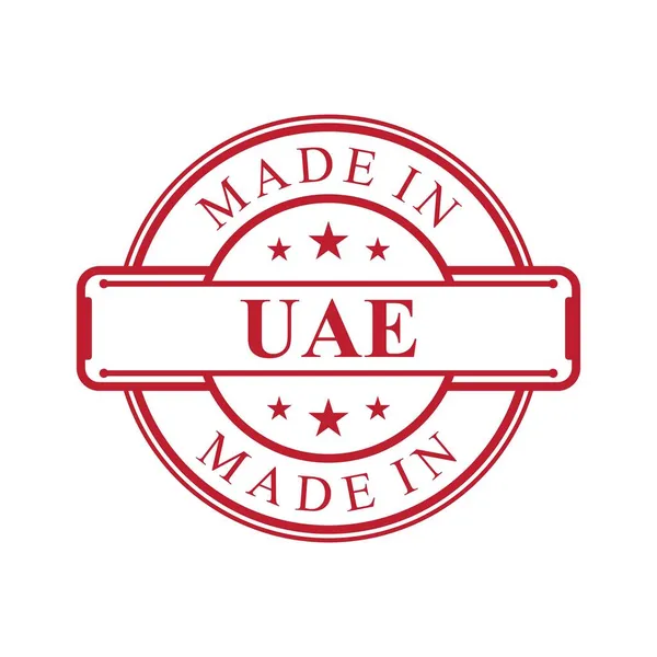 Made Uae Label Icon Red Color Emblem White Background Vector — Stock Vector