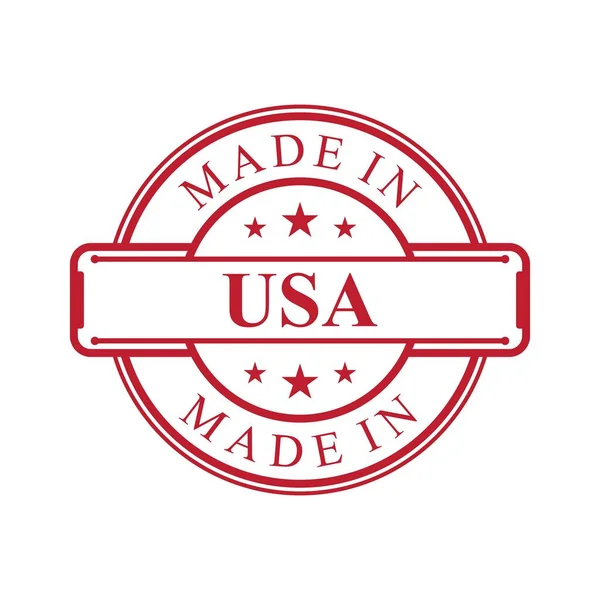 Made Usa Label Icon Red Color Emblem White Background Vector — Stock Vector