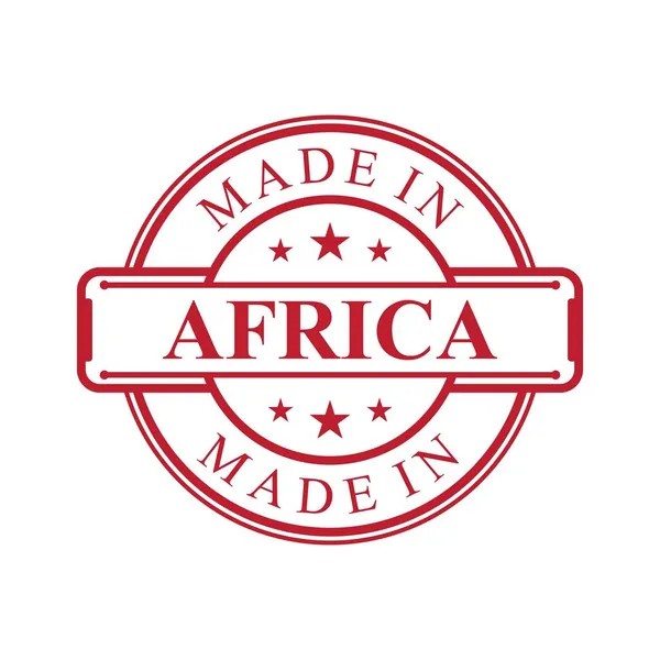 Made África Ícone Etiqueta Com Emblema Cor Vermelha Fundo Branco — Vetor de Stock