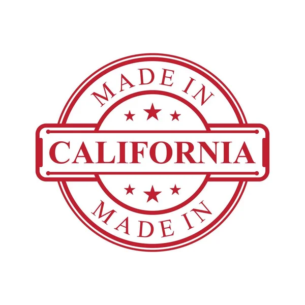 Feito Ícone Etiqueta Califórnia Com Emblema Cor Vermelha Fundo Branco — Vetor de Stock