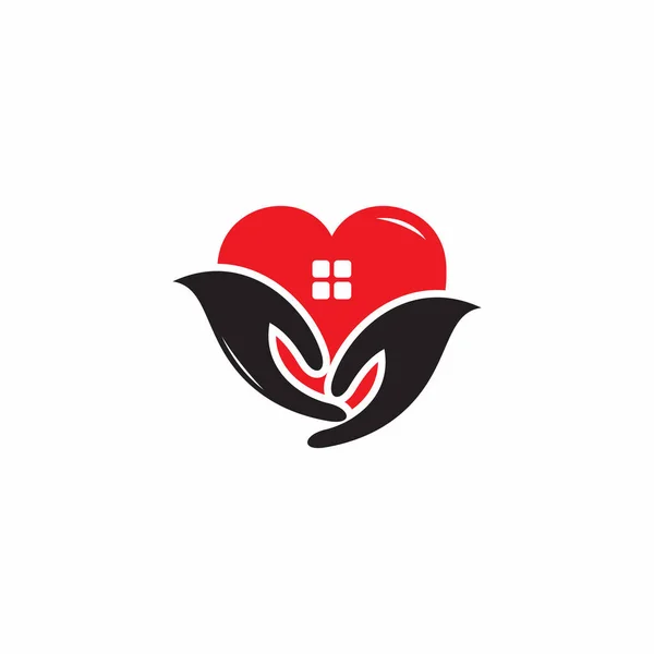 Dar Amor Logotipo Plantilla Diseño Casa Sencilla Con Corazón Ilustración — Vector de stock