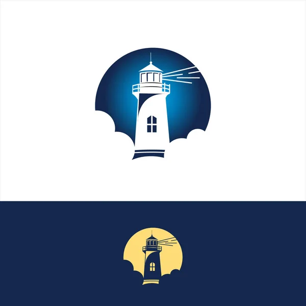 Silhouette Symbol Light House Logo Design Template Vector Illustration Eps — Stok Vektör