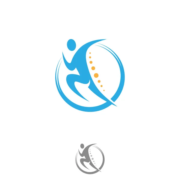 Kayropraktik Fizyoterapi Logosu Tasarımı Yaratıcı Insan Omurilik Sağlığı Tıbbi Şablonu — Stok Vektör