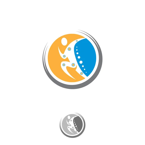 Kayropraktik Fizyoterapi Logo Tasarım Şablonu Yaratıcı Insan Omurilik Sağlığı Tıbbi — Stok Vektör