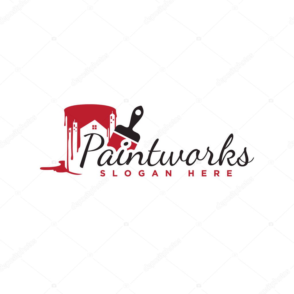 House painting service, decor and repair multicolor icon. Concept for home decoration, building, house construction and staining. Vector illustration EPS.8 EPS.10