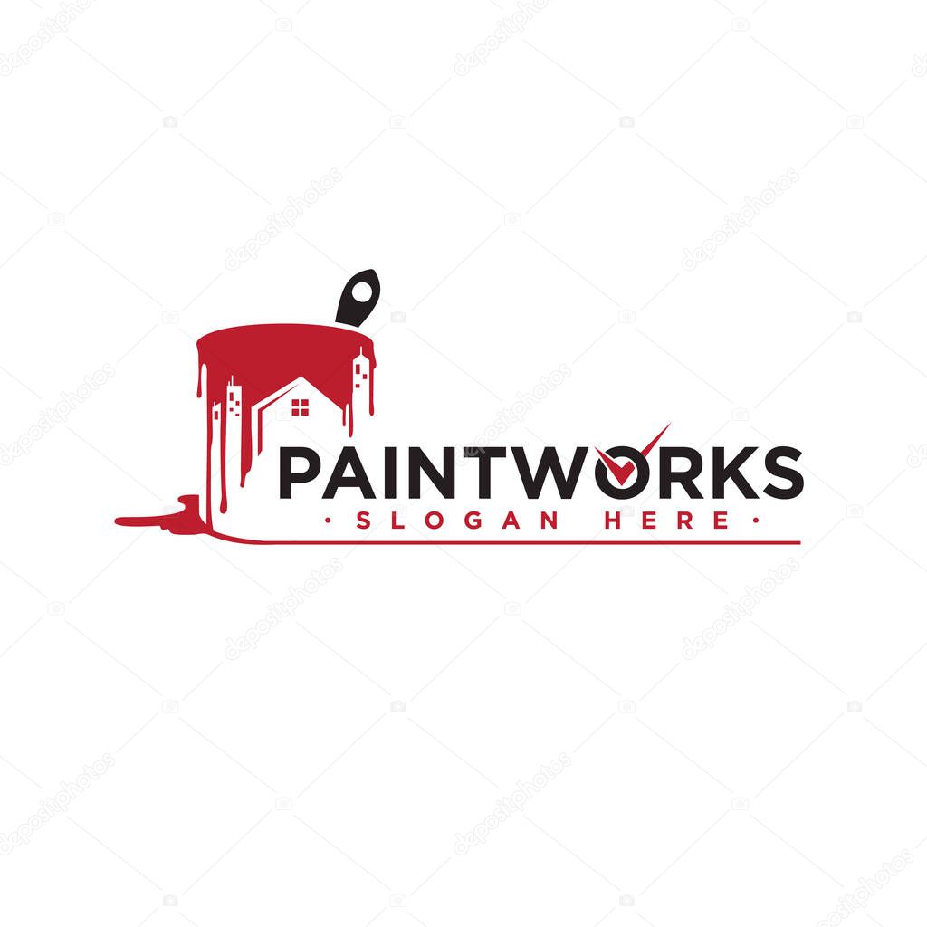 PaintWork letter for House painting service, decor and repair icon. Vector illustration EPS.8 EPS.10