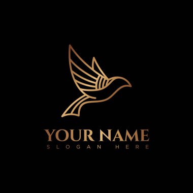 Siyah arka planda lüks kuş logosu vektör çizgisi sanatı. Vektör illüstrasyon EPS.8 EPS.10