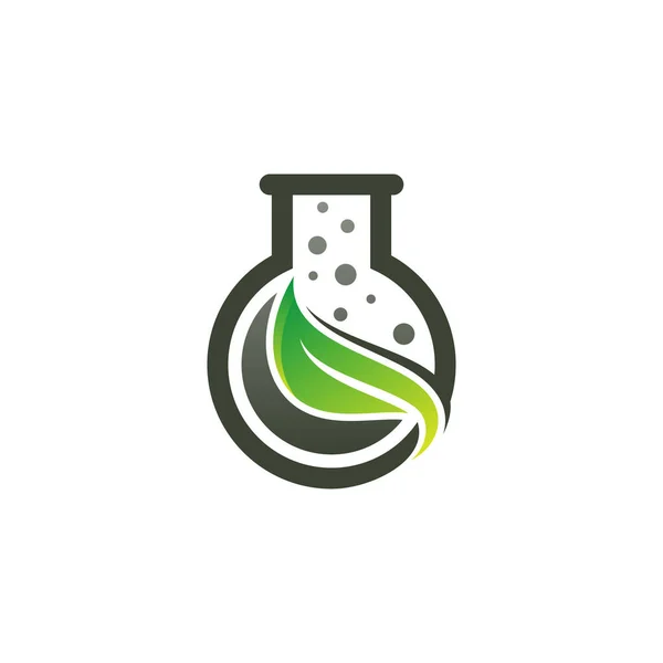Design Logo Laboratorio Verde Con Laboratori Vetro Foglia Design Del — Vettoriale Stock