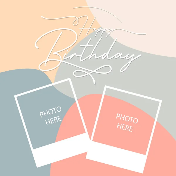 Happy Birthday You Schriftzug Textbanner Mit Fotorahmen Vektorabbildung Eps Eps — Stockvektor