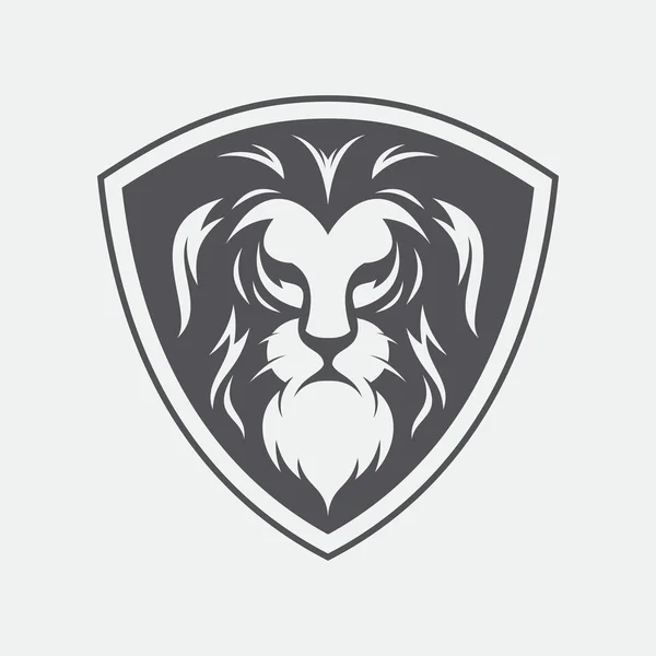 Lion Head Logo Design Vector Template Shield Vector Illustration Eps — Stock Vector
