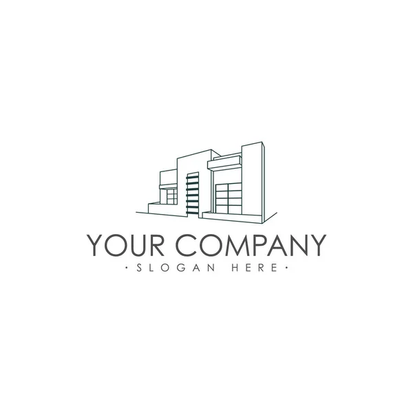 Building Construction Business Logo Line Art Skyscraper Vector Illustration Eps — Vettoriale Stock
