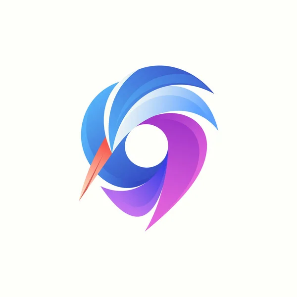 Αφηρημένο Διανυσματικό Λογότυπο Εικονογράφηση Heron Σχήμα Pin Poin Πολύχρωμο Στυλ — Διανυσματικό Αρχείο