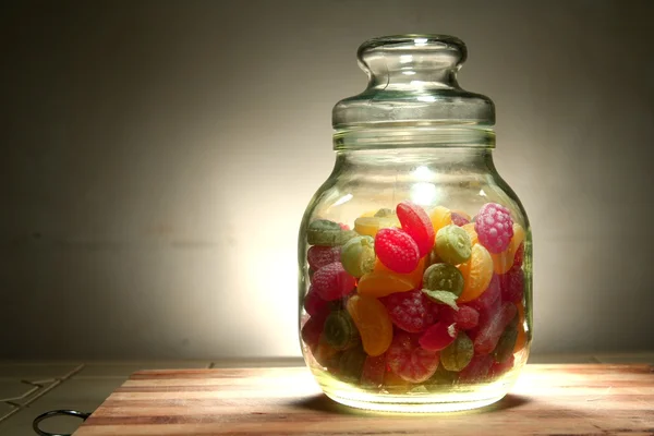 Colorful Hard candies in a jar