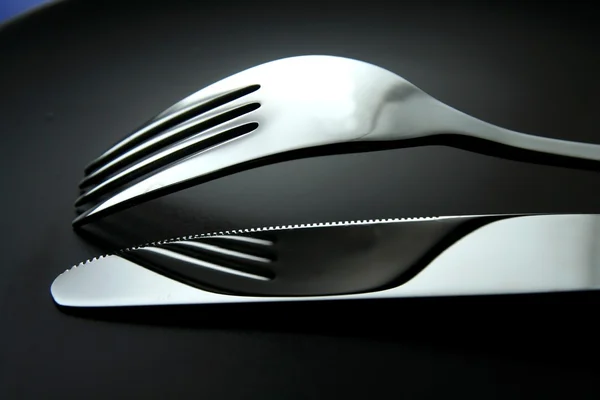 Forchetta, coltello e piastra — Foto Stock
