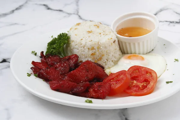 Foto Makanan Filipina Yang Baru Dimasak Disebut Tocilog Atau Daging — Stok Foto