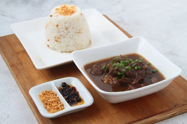 Foto Van Vers Gekookt Filipijns Voedsel Genaamd Beef Pares Mals — Stockfoto