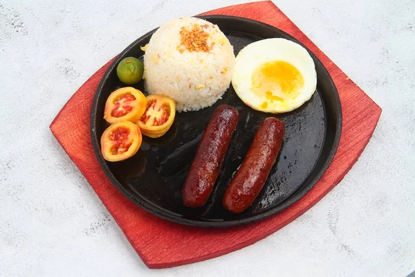 Foto Van Vers Gekookt Filipijns Eten Genaamd Longsilog Filipijnse Worst — Stockfoto