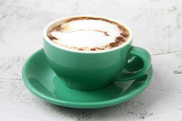 Photo Freshly Made Cup Hot Cappuccino Coffee — Stockfoto