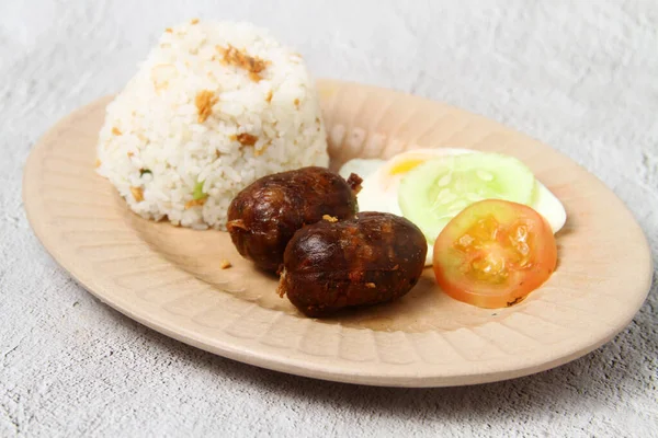 Photo Freshly Cooked Filipino Food Called Longsilog Cured Pork Sausage — Stock Fotó