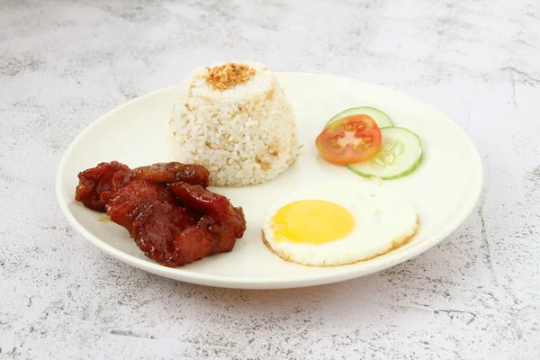 Foto Makanan Filipina Yang Baru Dimasak Disebut Tocilog Atau Daging — Stok Foto