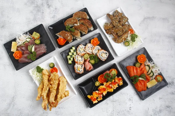 Photo of freshly made assorted Japanese food.