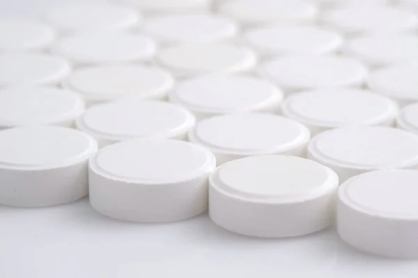 Many White Medical Pills Close Pharmaceutical Industry Medicine Concept — Stock Photo, Image