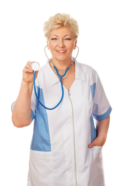 Senior women doctor with stethoscope — Stock Photo, Image