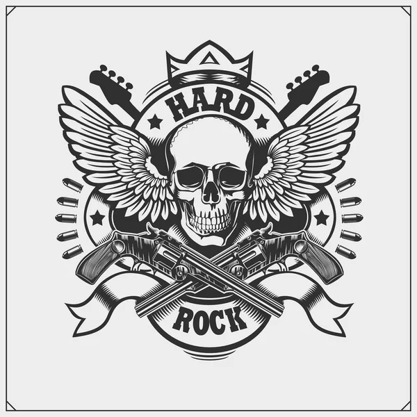 Rock Roll Emblema Música Hard Rock Diseño Impresión Para Camiseta — Vector de stock