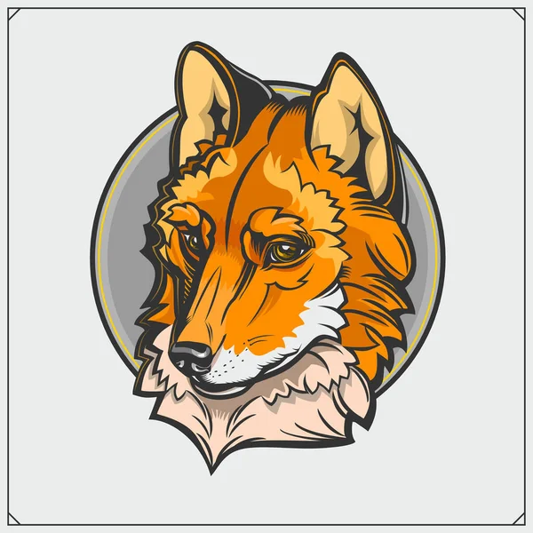 Beautiful Fox Emblem Label Vector Illustration Vetores De Bancos De Imagens Sem Royalties