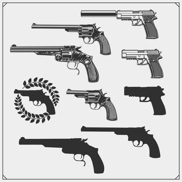 Collection Gun Emblems Labels Design Elements 矢量图形