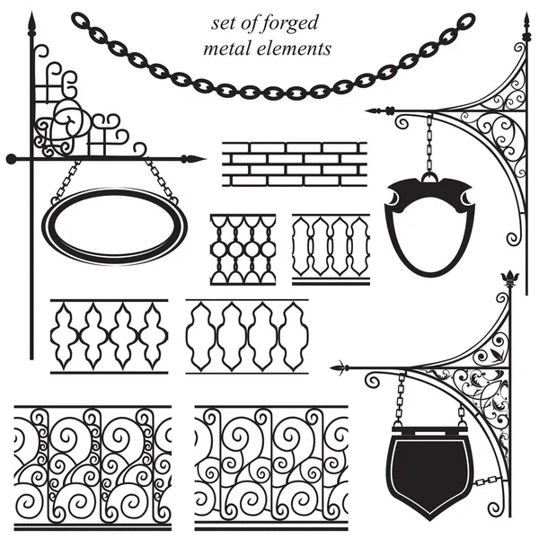 Conjunto de elementos de metal forjado — Archivo Imágenes Vectoriales