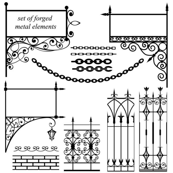 Satz geschmiedeter Metallelemente — Stockvektor