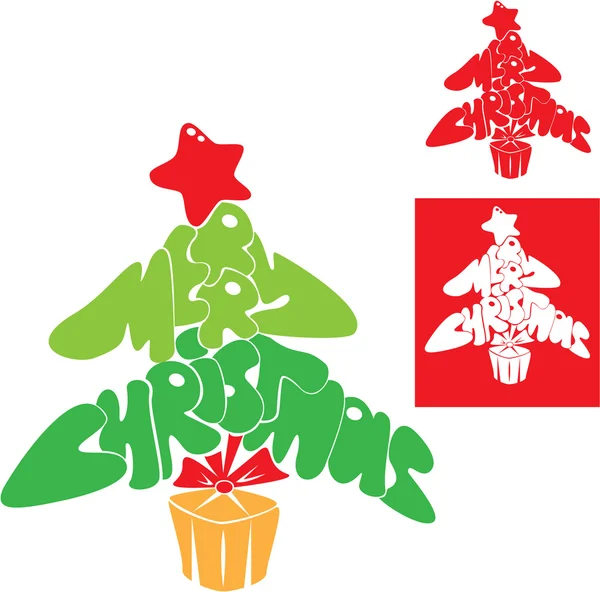 Resumen Feliz tarjeta de Navidad - Árbol de Navidad está hecho de carta — Vector de stock
