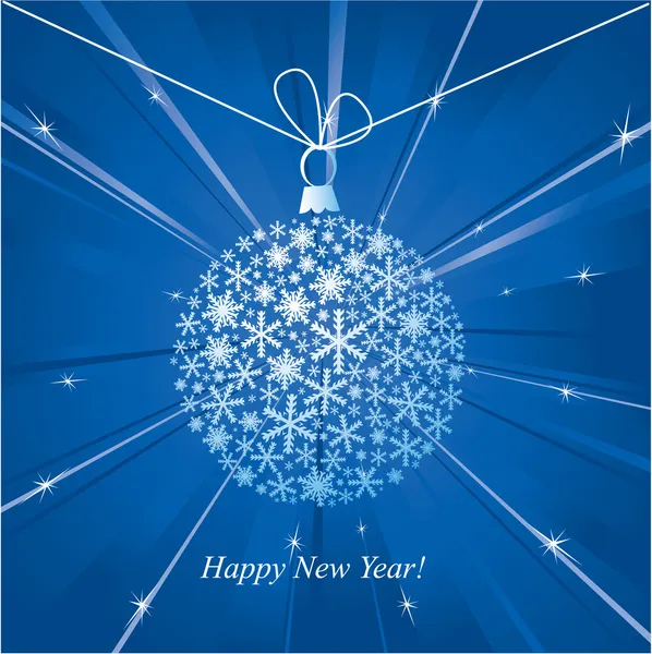 Bonne année carte avec boule de Noël . — Image vectorielle